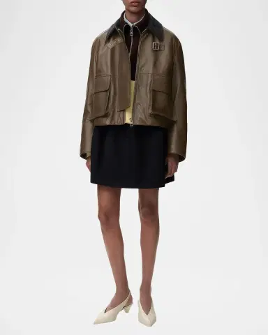 Loewe Corduroy-Collar Leather Utility Jacket | Thumbnail 2 Loewe Corduroy-Collar Leather Utility Jacket | Thumbnail 2
