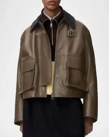 Loewe Corduroy-Collar Leather Utility Jacket | Thumbnail 4 Loewe Corduroy-Collar Leather Utility Jacket | Thumbnail 4