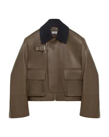 Loewe Corduroy-Collar Leather Utility Jacket | Thumbnail 1 Loewe Corduroy-Collar Leather Utility Jacket | Thumbnail 1