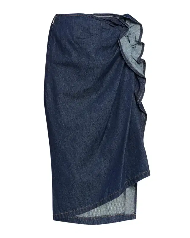 Dries Van Noten Ruffled Denim Midi Skirt