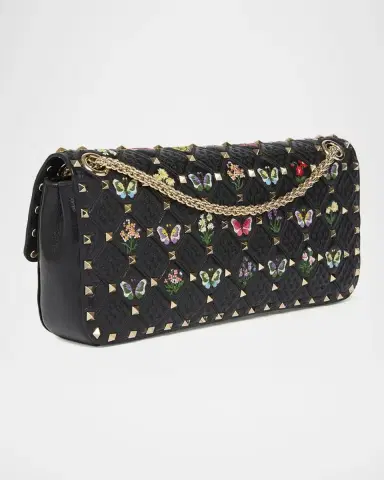 Valentino Garavani Embroidered Quilted Leather Shoulder Bag | Thumbnail 3 Valentino Garavani Embroidered Quilted Leather Shoulder Bag | Thumbnail 3