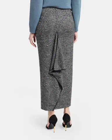 Valentino Garavani Herringbone Draped Slit Midi Skirt | Thumbnail 3 Valentino Garavani Herringbone Draped Slit Midi Skirt | Thumbnail 3