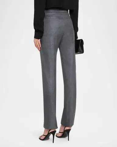 Valentino Garavani High Rise Wool-Silk Straight-Leg Trousers | Thumbnail 3