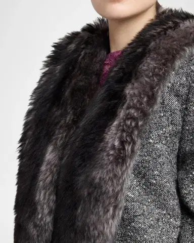 Valentino Garavani Lamb Shearling Wool Herringbone Coat | Thumbnail 5