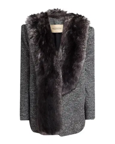 Valentino Garavani Lamb Shearling Wool Herringbone Coat | Thumbnail 1