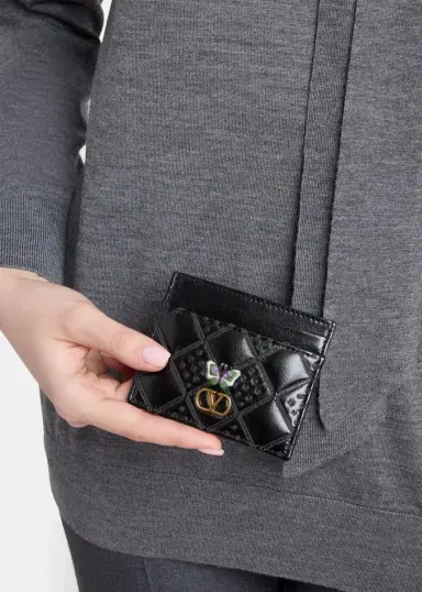 Valentino Garavani Butterfly-Embroidered Quilted Leather Card Holder | Thumbnail 2 Valentino Garavani Butterfly-Embroidered Quilted Leather Card Holder | Thumbnail 2