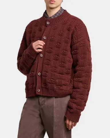 Marni Men's Wool and Cashmere Geometric-Jacquard Cardigan | Thumbnail 4 Marni Men's Wool and Cashmere Geometric-Jacquard Cardigan | Thumbnail 4