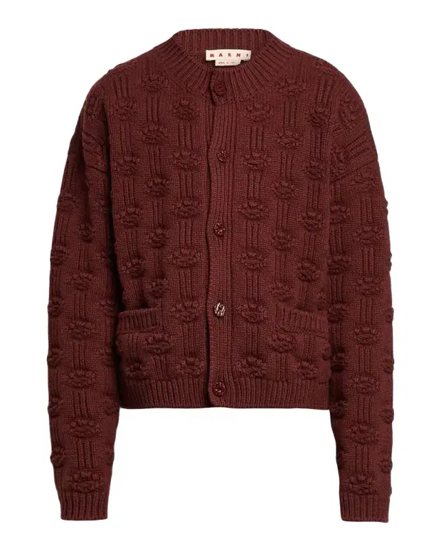 Marni Men's Wool and Cashmere Geometric-Jacquard Cardigan
