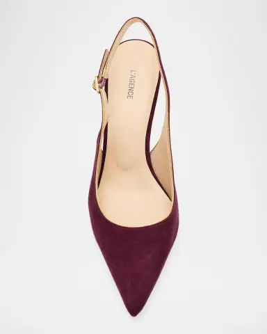 L'Agence 85mm Vichy II Suede Slingback Pumps | Thumbnail 5