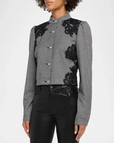Ramy Brook Elsa Lace Houndstooth Jacket | Thumbnail 4 Ramy Brook Elsa Lace Houndstooth Jacket | Thumbnail 4