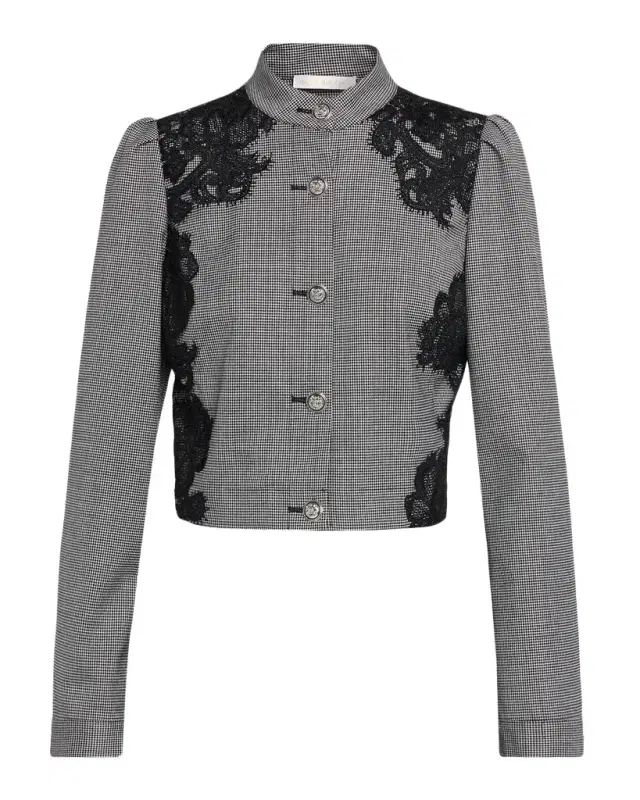 Ramy Brook Elsa Lace Houndstooth Jacket
