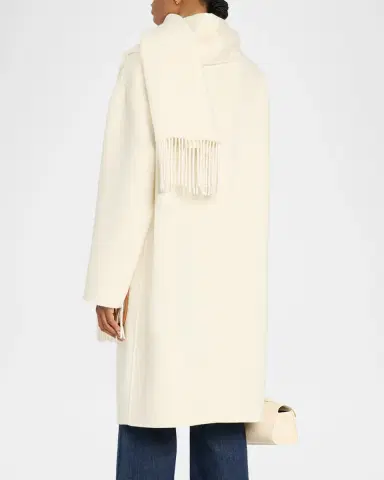 Ramy Brook Olive Leather-Trim Wool-Cashmere Scarf Jacket | Thumbnail 3