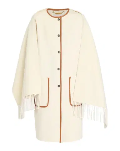 Ramy Brook Olive Leather-Trim Wool-Cashmere Scarf Jacket | Thumbnail 1