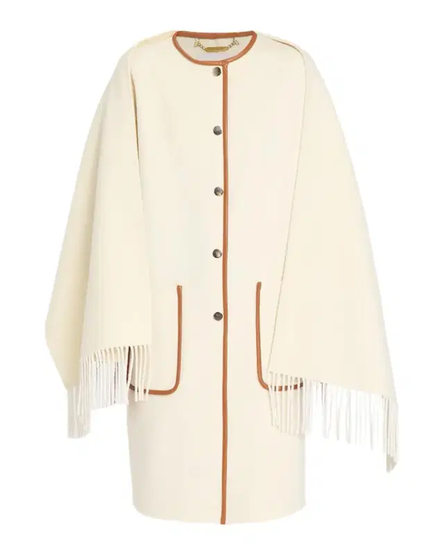 Olive Leather-Trim Wool-Cashmere Scarf Jacket Olive Leather-Trim Wool-Cashmere Scarf Jacket