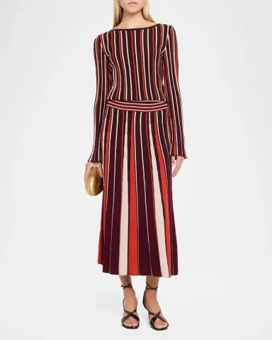 Ramy Brook Hope Long-Sleeve Striped Knit Dress | Thumbnail 2
