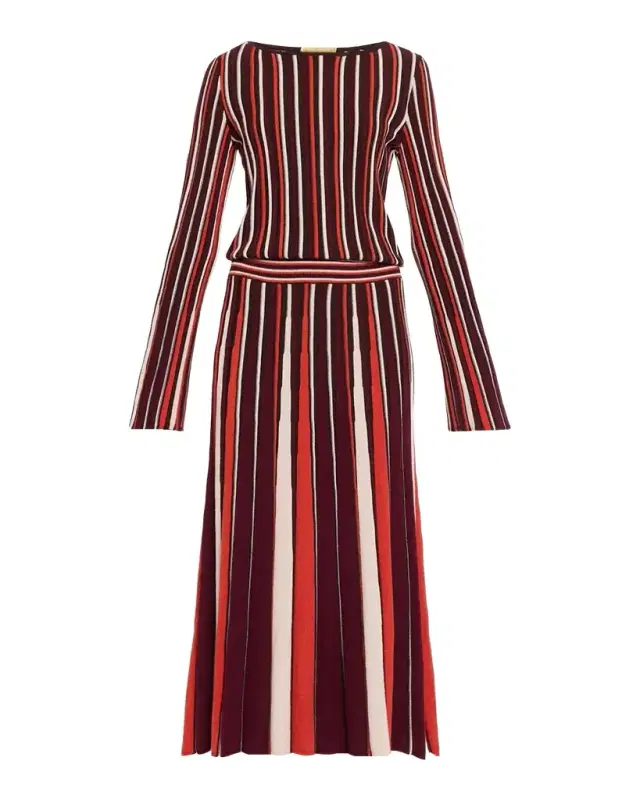 Hope Long-Sleeve Striped Knit Dress