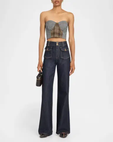 Ramy Brook Bailey Plaid Combo Strapless Crop Top | Thumbnail 2 Ramy Brook Bailey Plaid Combo Strapless Crop Top | Thumbnail 2
