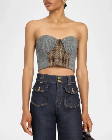 Ramy Brook Bailey Plaid Combo Strapless Crop Top | Thumbnail 4 Ramy Brook Bailey Plaid Combo Strapless Crop Top | Thumbnail 4