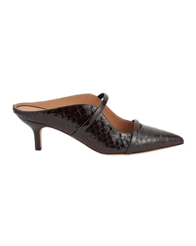 Malone Souliers 45mm Maureen Croc-Embossed Leather Mules