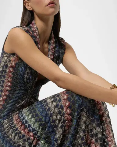 Missoni Plunging Twisted Metallic Lace Knit Maxi Dress | Thumbnail 4