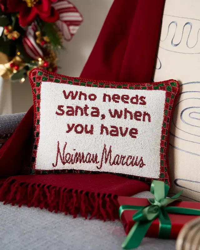 "Who Needs Santa" Beaded Pillow, 9" x 12"