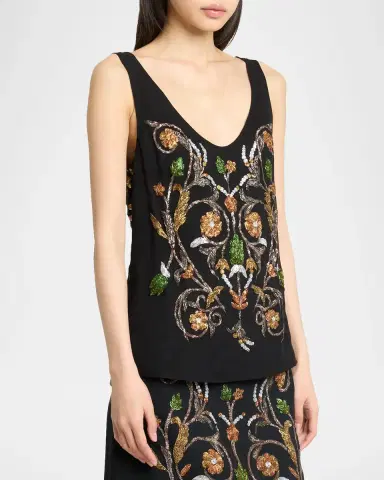 Dries Van Noten Floral Embellished Scoop-Neck Tank Top | Thumbnail 4