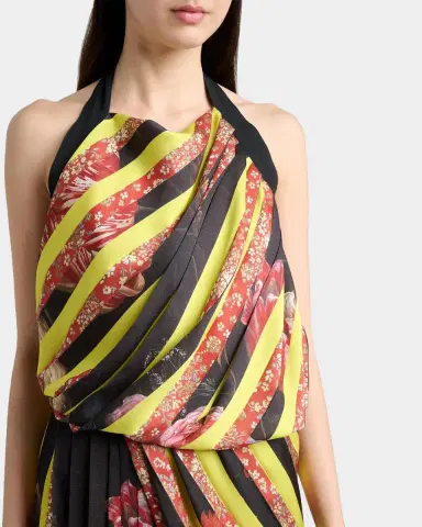 Dries Van Noten Darnot Mixed Print Pleated Halter Maxi Dress | Thumbnail 5 Dries Van Noten Darnot Mixed Print Pleated Halter Maxi Dress | Thumbnail 5