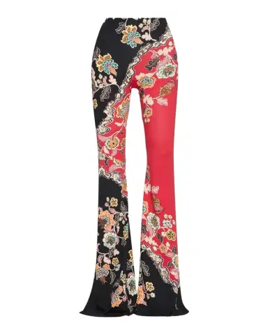 Roberto Cavalli High-Rise Colorblock Floral Printed Flare Trousers | Thumbnail 1