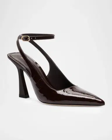Stuart Weitzman 85mm Vinnie Patent Leather Ankle-Strap Pumps | Thumbnail 2