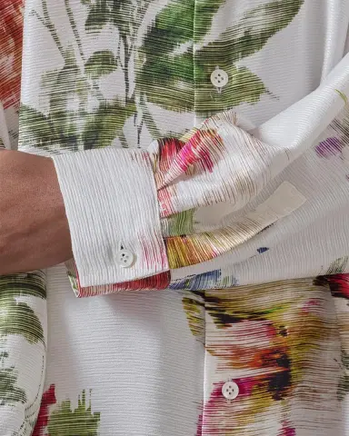 Eskandar Wide A-Line Shirt With Collar - Long Plus Length | Thumbnail 5