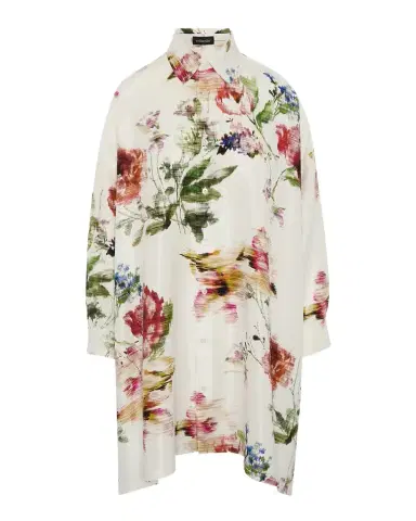 Eskandar Wide A-Line Shirt With Collar - Long Plus Length | Thumbnail 1