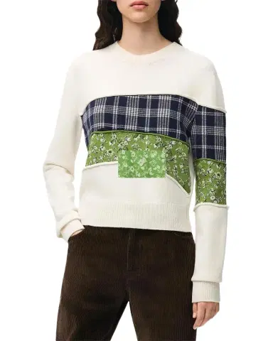 Loewe Patchwork Wool Knit Crewneck Sweater | Thumbnail 1 Loewe Patchwork Wool Knit Crewneck Sweater | Thumbnail 1