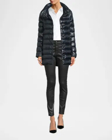 HERNO Amelia Water-Resistant Ultralight Nylon A-Line Puffer Jacket | Thumbnail 2 HERNO Amelia Water-Resistant Ultralight Nylon A-Line Puffer Jacket | Thumbnail 2