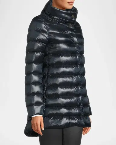 HERNO Amelia Water-Resistant Ultralight Nylon A-Line Puffer Jacket | Thumbnail 6 HERNO Amelia Water-Resistant Ultralight Nylon A-Line Puffer Jacket | Thumbnail 6