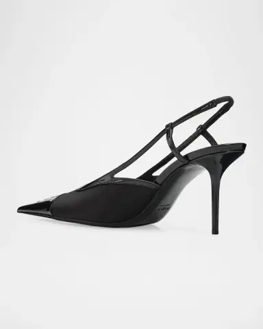 Saint Laurent 75mm Raso Satin and Patent Leather Slingback Pumps | Thumbnail 4 Saint Laurent 75mm Raso Satin and Patent Leather Slingback Pumps | Thumbnail 4