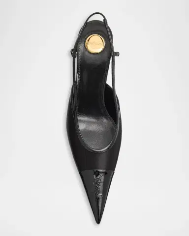 Saint Laurent 75mm Raso Satin and Patent Leather Slingback Pumps | Thumbnail 5 Saint Laurent 75mm Raso Satin and Patent Leather Slingback Pumps | Thumbnail 5