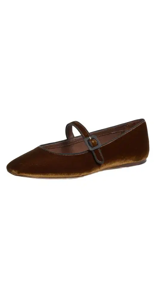 Ginger Velvet Mary Jane Flats