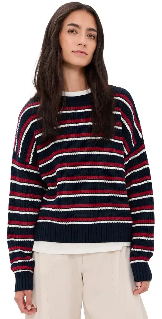 Oversized Rolled Neck Striped Sweater