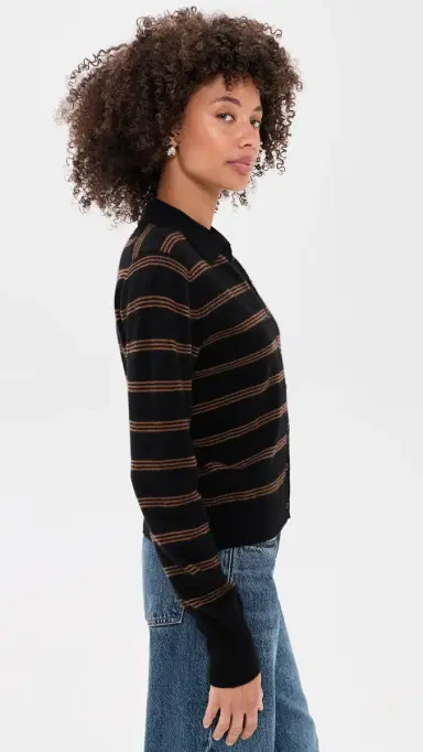 White + Warren Cashmere Striped Cardigan | Thumbnail 4