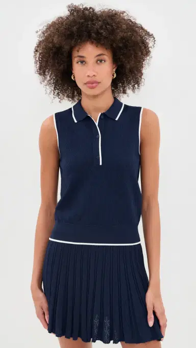 Greyson Pointelle Sleeveless Polo Top | Thumbnail 2