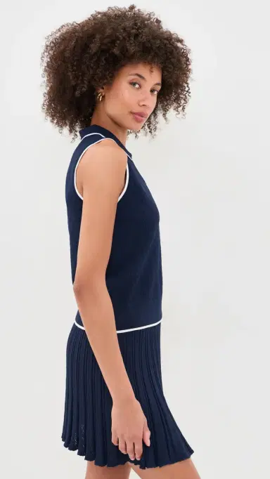Greyson Pointelle Sleeveless Polo Top | Thumbnail 4