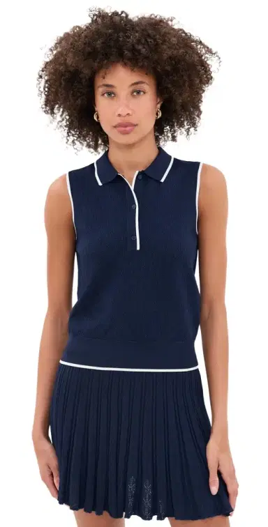 Greyson Pointelle Sleeveless Polo Top | Thumbnail 1