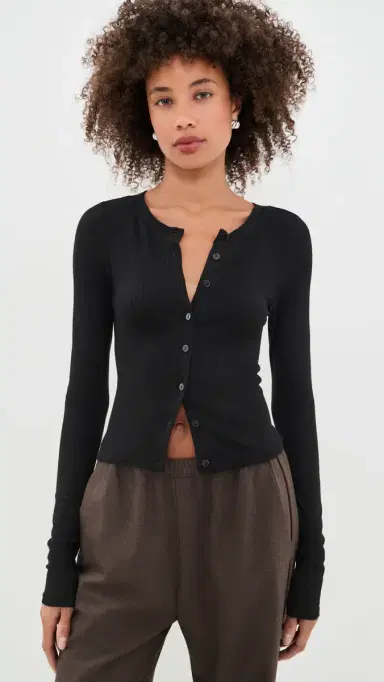 ENZA COSTA Rib Essential Cardigan | Thumbnail 2