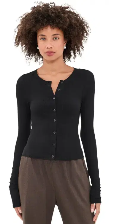 ENZA COSTA Rib Essential Cardigan | Thumbnail 1