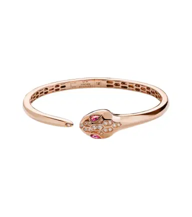 BVLGARI Serpenti 18kt rose gold bangle with diamonds and rubellites | Thumbnail 1