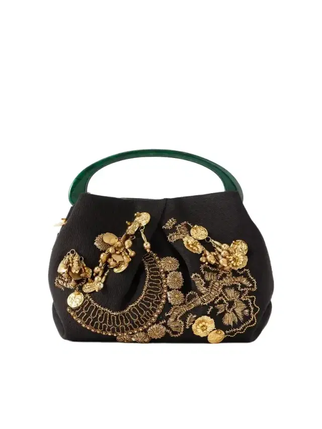 Dries Van Noten Bead-embellished Embroidered Cotton-twill Tote