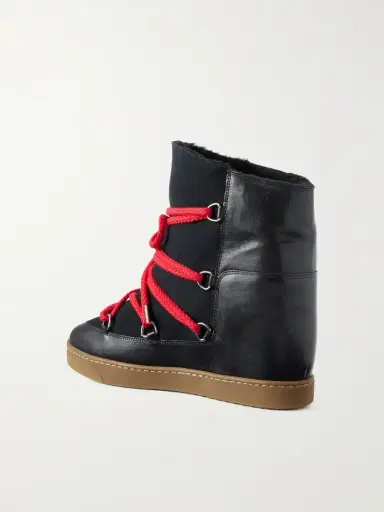 Isabel Marant Nowles Shearling-trimmed Leather Ankle Boots | Thumbnail 3