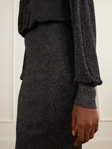 Isabel Marant Aliza Gathered Metallic Knitted Midi Dress | Thumbnail 4