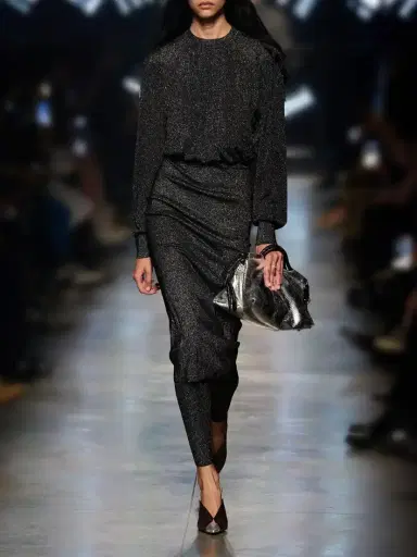 Isabel Marant Aliza Gathered Metallic Knitted Midi Dress | Thumbnail 5