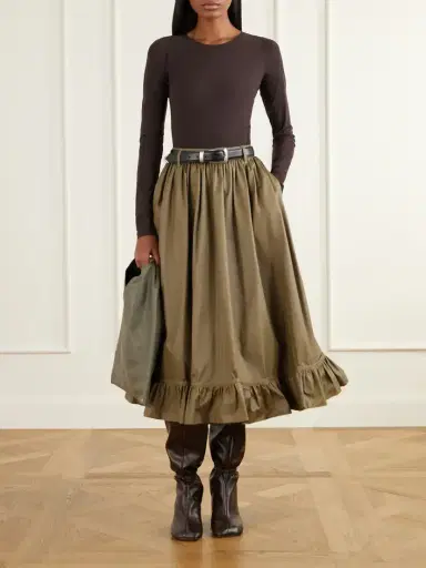 MM6 MAISON MARGIELA Waxed Cotton-blend Midi Skirt | Thumbnail 2 MM6 MAISON MARGIELA Waxed Cotton-blend Midi Skirt | Thumbnail 2